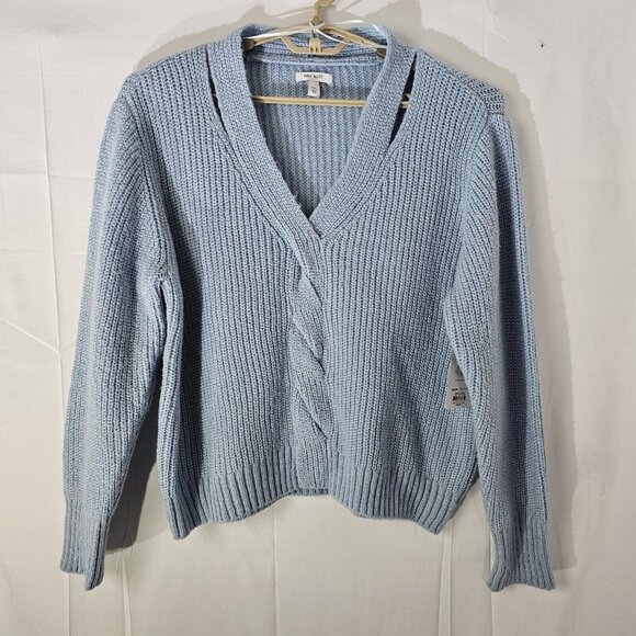 Nine West Sweaters - NWT Nine West Sweater Womens XXL Blue V Neck Twist Front Knit Pullover Preppy
